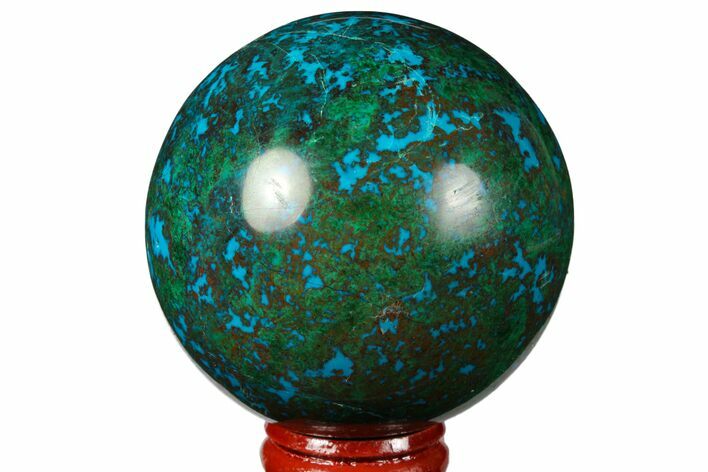 Polished Chrysocolla & Malachite Sphere - Peru #133760